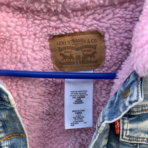 Pink and blue kids jean jacket - Picture 5 of 5